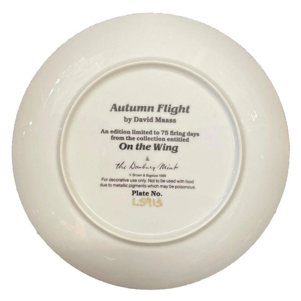 Autumn Flight On The Wing Danbury Mint David Maass‎ Collector Plate